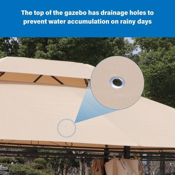 JUJABU Khaki 13 ft. x 10 ft. Outdoor Patio Gazebo Canopy Tent with