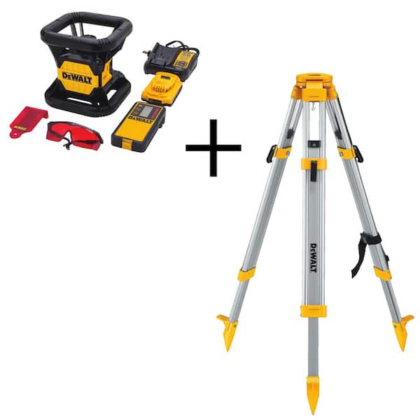 DEWALT 20V MAX Lithium-Ion Red Rotary Red Laser Level, TSTAK Storage Case, and Tripod with 20V 2Ah Battery and Charger