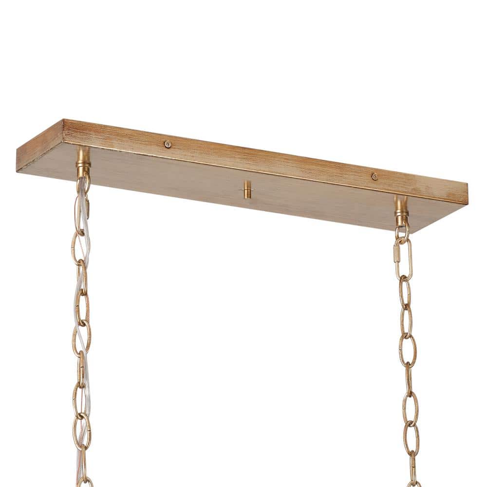 Antique Gild Rectangular Gold 6-Light Kitchen Island Pendant