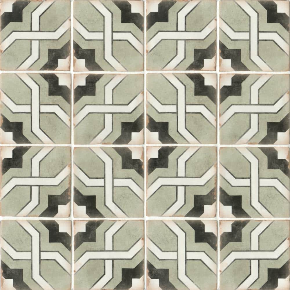 Casablanca 5" x 5" Matte Glazed Ceramic Patterned Tile
