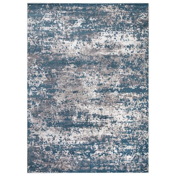 Concord Global Trading Jefferson Collection Abstract Blue 8 ft. x 10 ft. Area Rug