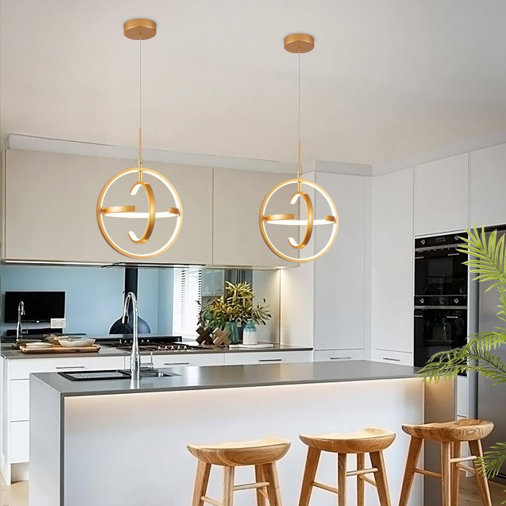 Gold Adjustable Globe LED Pendant Light with Cage Design