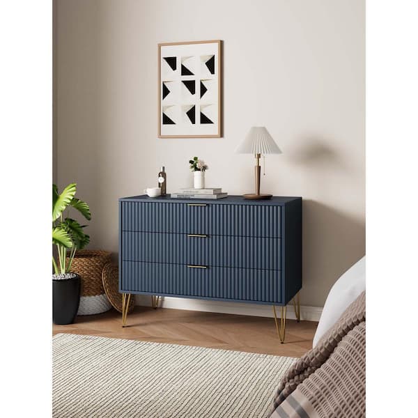 Manhattan Comfort DUMBO Modern Midnight Blue 3-Drawer 35.19 in. Dresser  with SNAP Assembly - Tool-Free, Effortless Setup DR001-MB - The Home Depot