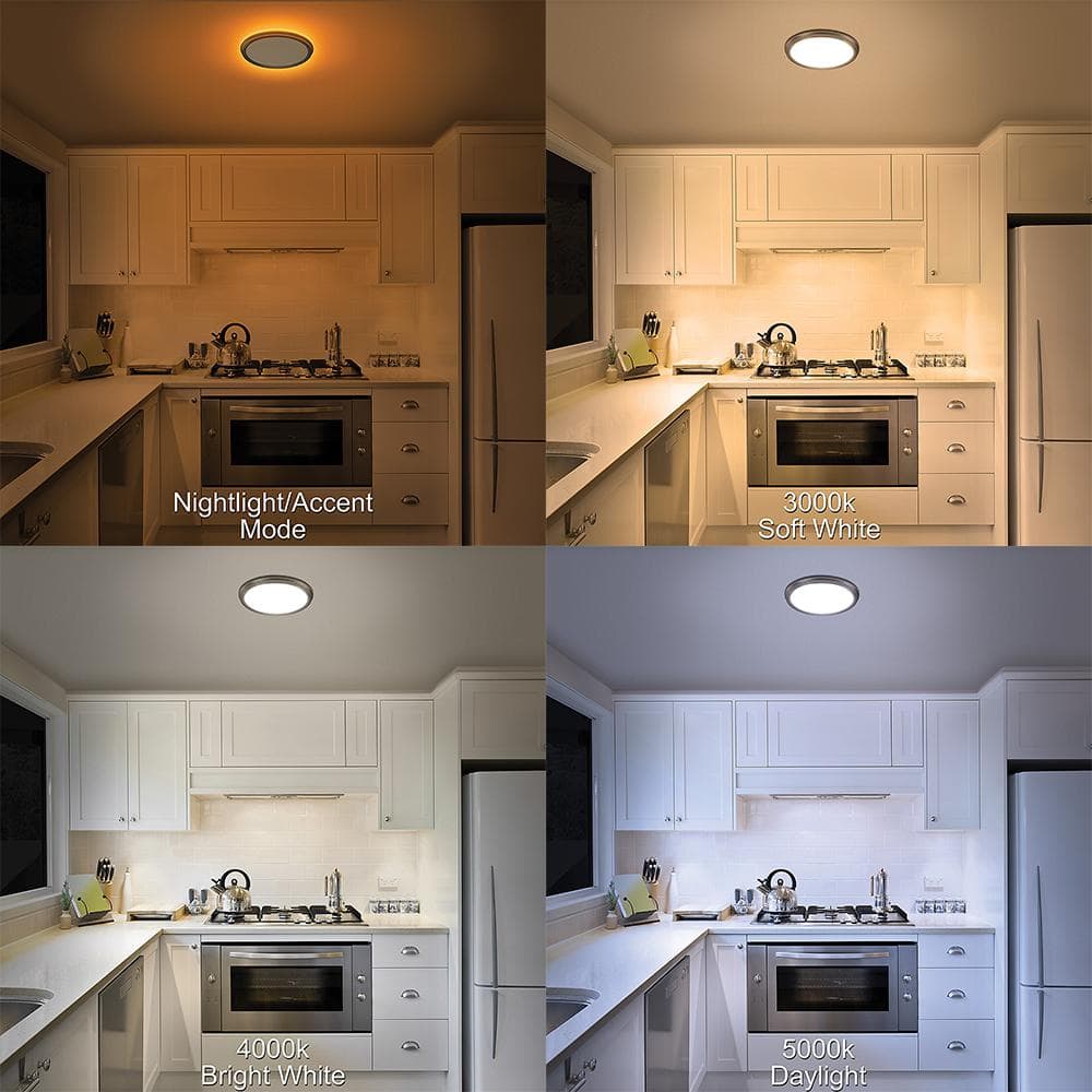 11" Brushed Nickel LED Ceiling Light Fixture with Nightlight
