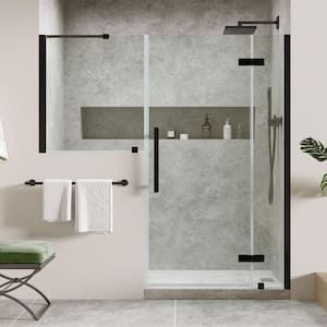 Tampa 62 1/8 in. W x in. H Pivot Frameless Door in Black with Buttress Panel