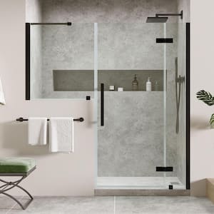 Tampa 68 1/8 in. W x in. H Pivot Frameless Door in Black with Buttress Panel