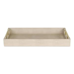 Beige Rectangle Wood 15.75 in. Decorative Serving Tray