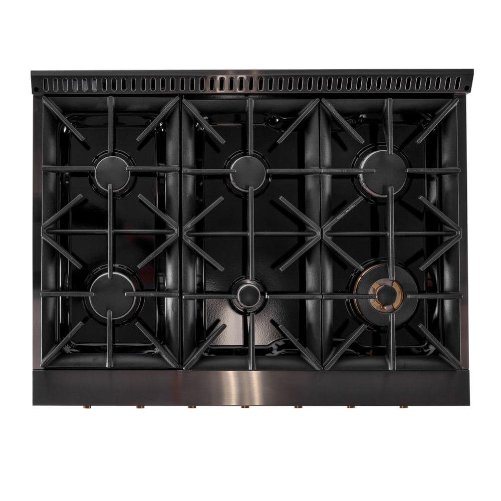 Gemstone 36" Titanium Stainless Steel Propane Gas Range with Gold Accents