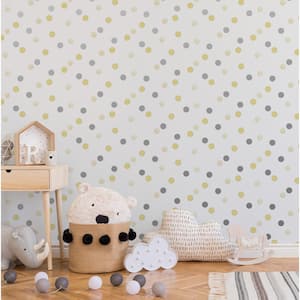 Dotty Polka Yellow/Silver Paper Strippable Roll (Covers 56 sq. ft.)