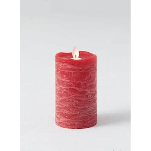 5 in. Red Frosted LED Pillar Candle