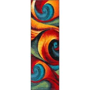 Symphony Abstract Multi-Color 3 ft. x 8 ft. Indoor Runner Rug