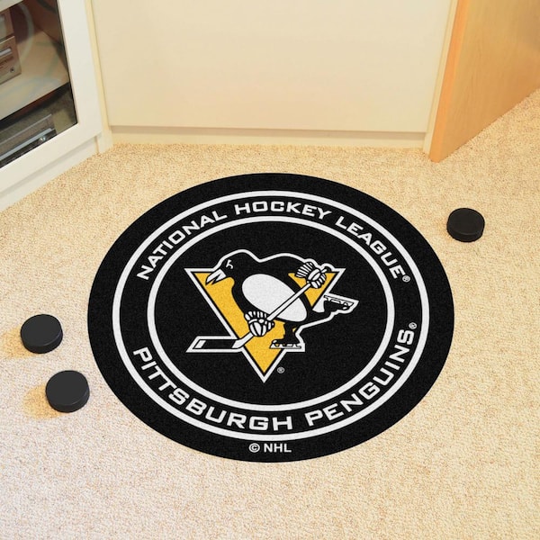 Pittsburgh Penguins Black 27 in. Round Hockey Puck Mat