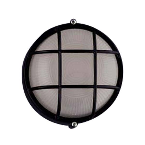 PLC Lighting 1-Light Outdoor Black Wall Sconce with Frost Glass