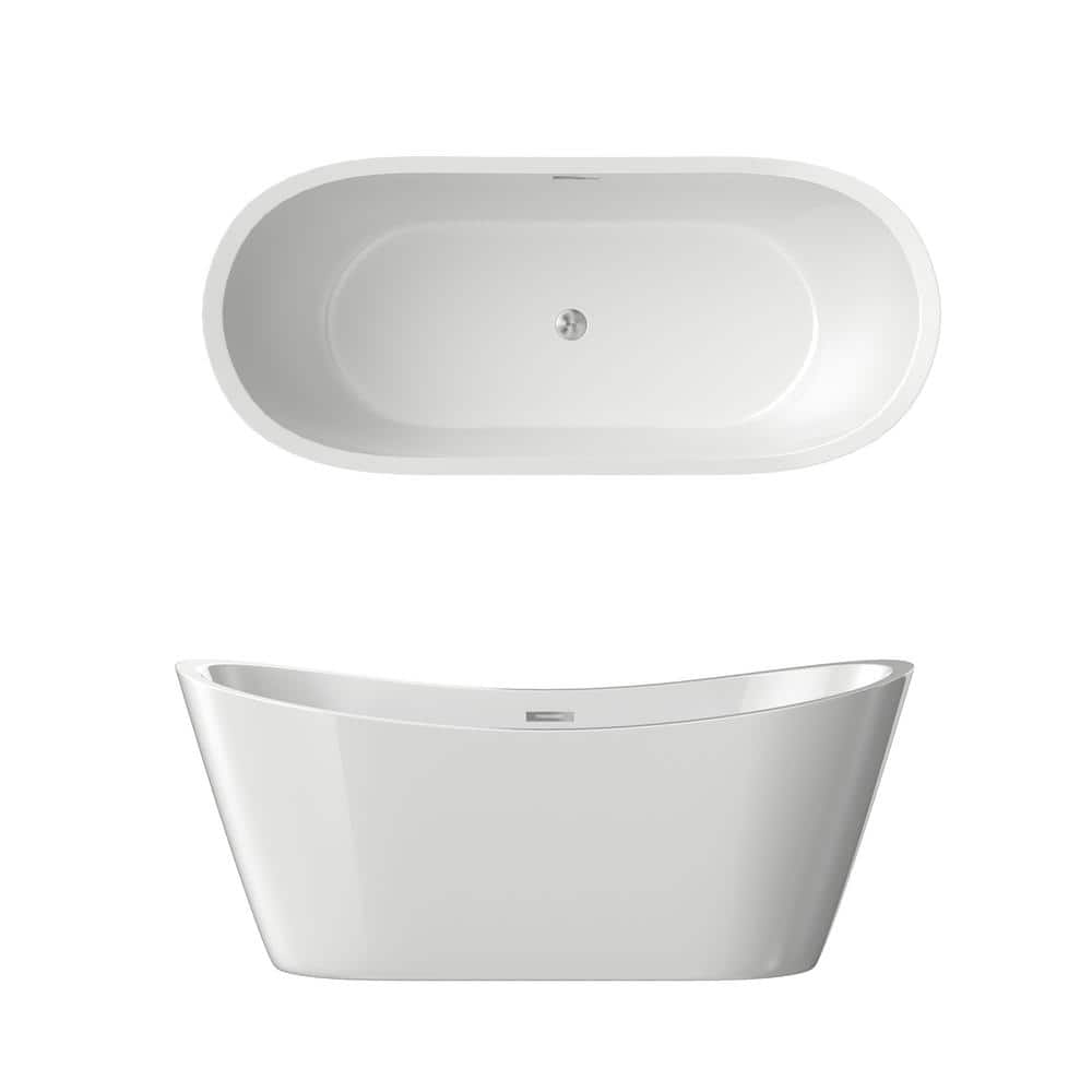 67 in. x 30 in. Soaking Bathtub with Reversible Drain in Glossy White