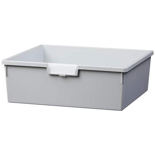 Unbranded 12 Gal. 6 in. Wide Line Double Depth Storage Tote in Light Gray (Pack of 3)
