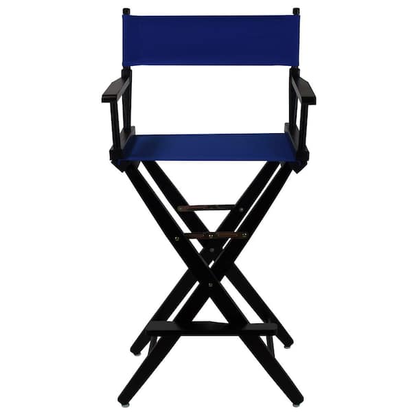 American Trails 30 in. Extra-Wide Black Wood Frame/Royal Blue Canvas Seat Folding Directors Chair