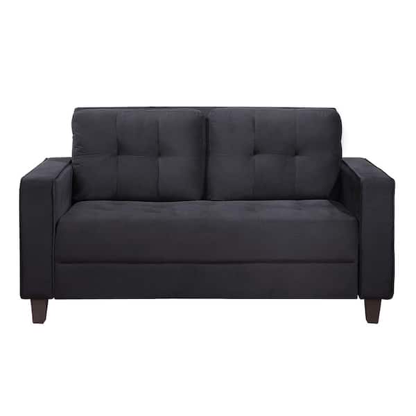 Utopia 4niture Raven 60.63 in. Black Velvet Standard Loveseat (2-Seater)