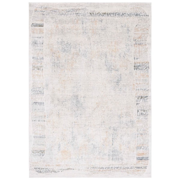 Princeton 9 ft. x 12 ft. Light Beige Distressed Abstract Border Area Rug