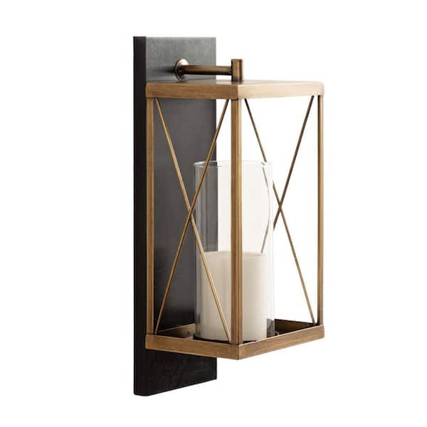 Deirdre Black Wood 7 in. Wall Candle Sconce