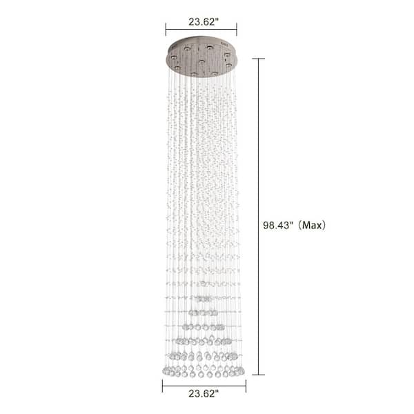 Alexander 9-Light Chrome Raindrop Crystal Chandelier for Foyer and Entryway