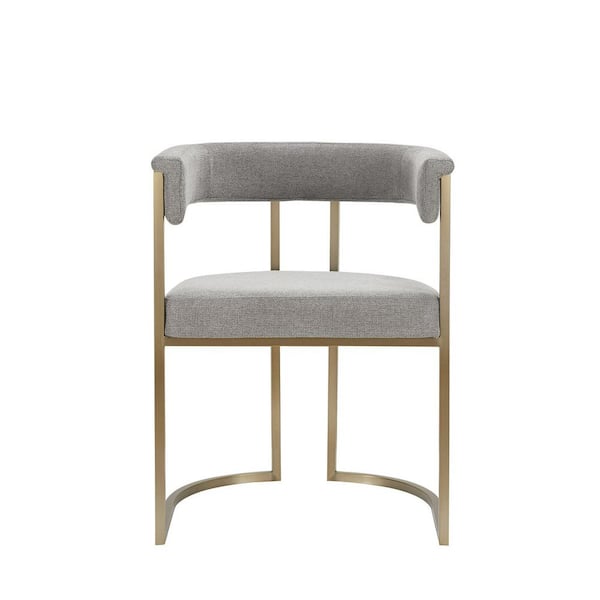 Byron Grey Fabric and Antique Brass Dining Chair