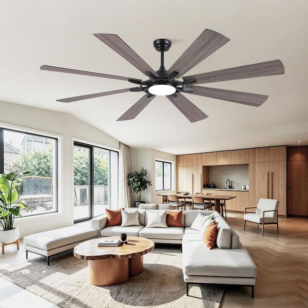72 in. Indoor/Outdoor Ceiling Fan with Light Remote Black 6 Speed Reversible Quiet DC Motor Downrod for Living Room