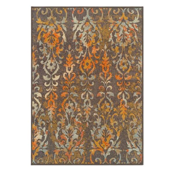 SUPERIOR Lafayette Tan 5 ft. x 8 ft. Floral Modern Polypropylene Area