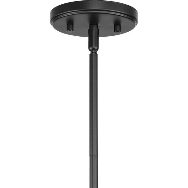 Progress Lighting Laramie Collection 3-Light Matte Black Rustic Modern Clear Seeded Glass Chandelier