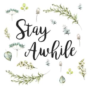 Stay Awhile Quote Green Vinyl Wall Decal