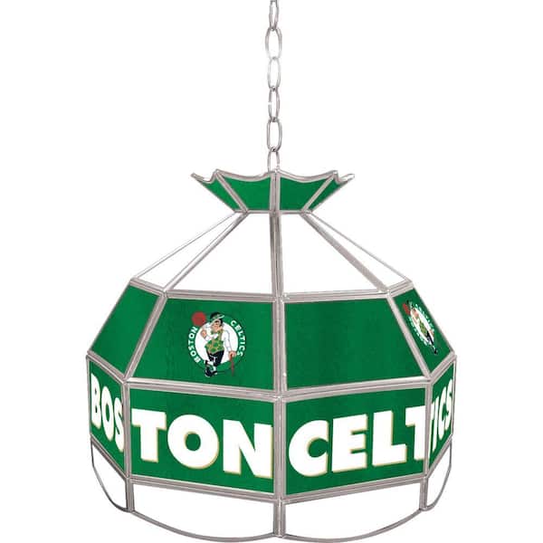 Trademark Global Boston Celtics NBA 16 in. Nickel Hanging Tiffany Style Lamp