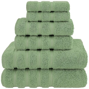Sage Green 6-Piece Turkish Cotton Towel Set