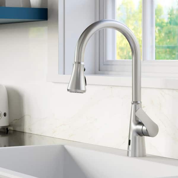Kadoma Single Handle Touchless Pull-Down Sprayer Kitchen Faucet in Stainless Steel
