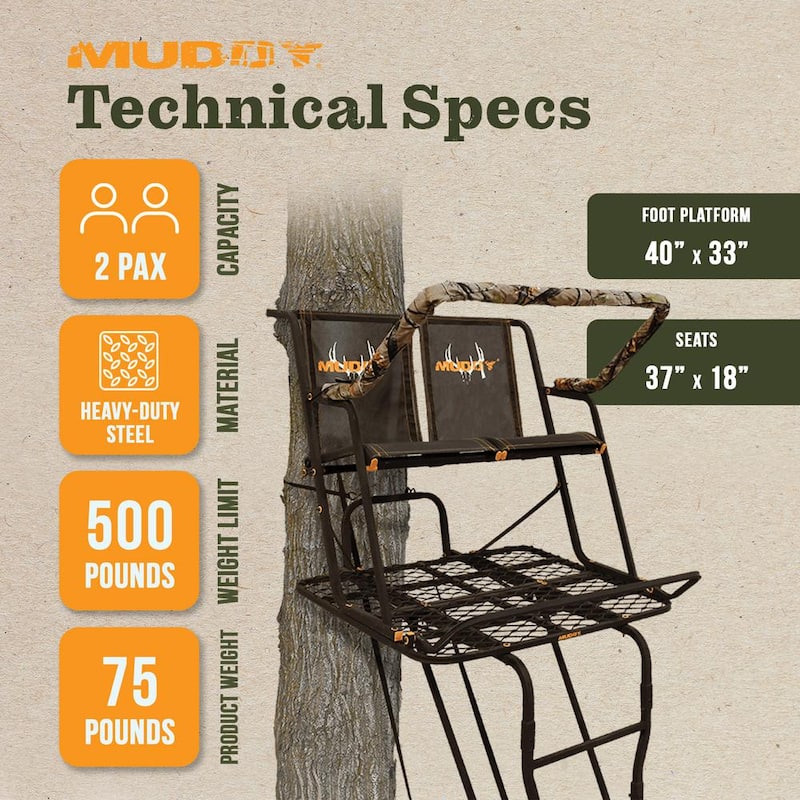 Partner 17 ft. Outdoor 2 Person Hunting Deer Ladder Tree Stand