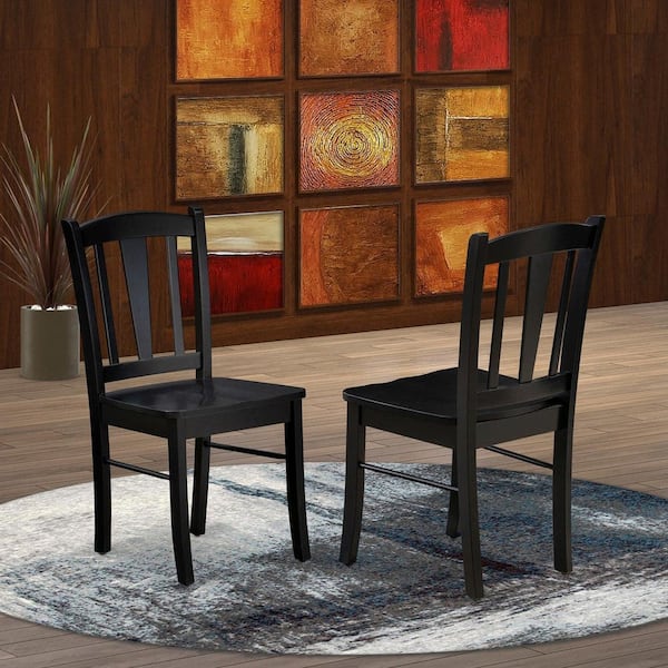 HOME IMPORTS EMPORIUM Black Wooden Seat Slat Back Dining Chair (Set of 2)