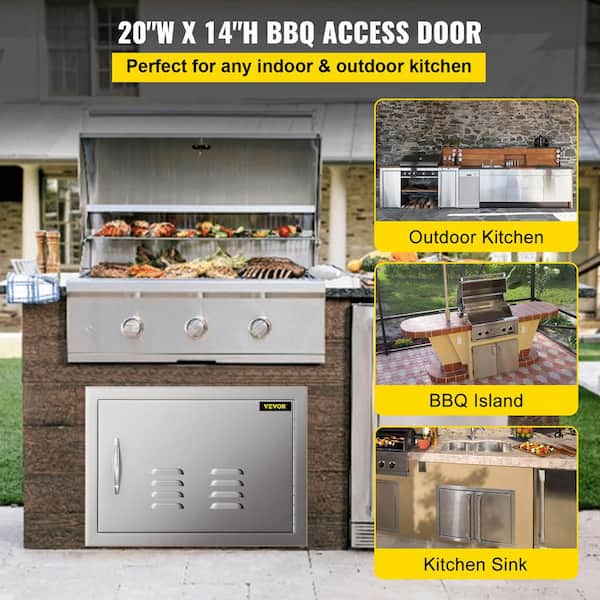 Stainless Steel 14"W x 20"H Single Access Door BBQ Island Outdoor Kitchen. 