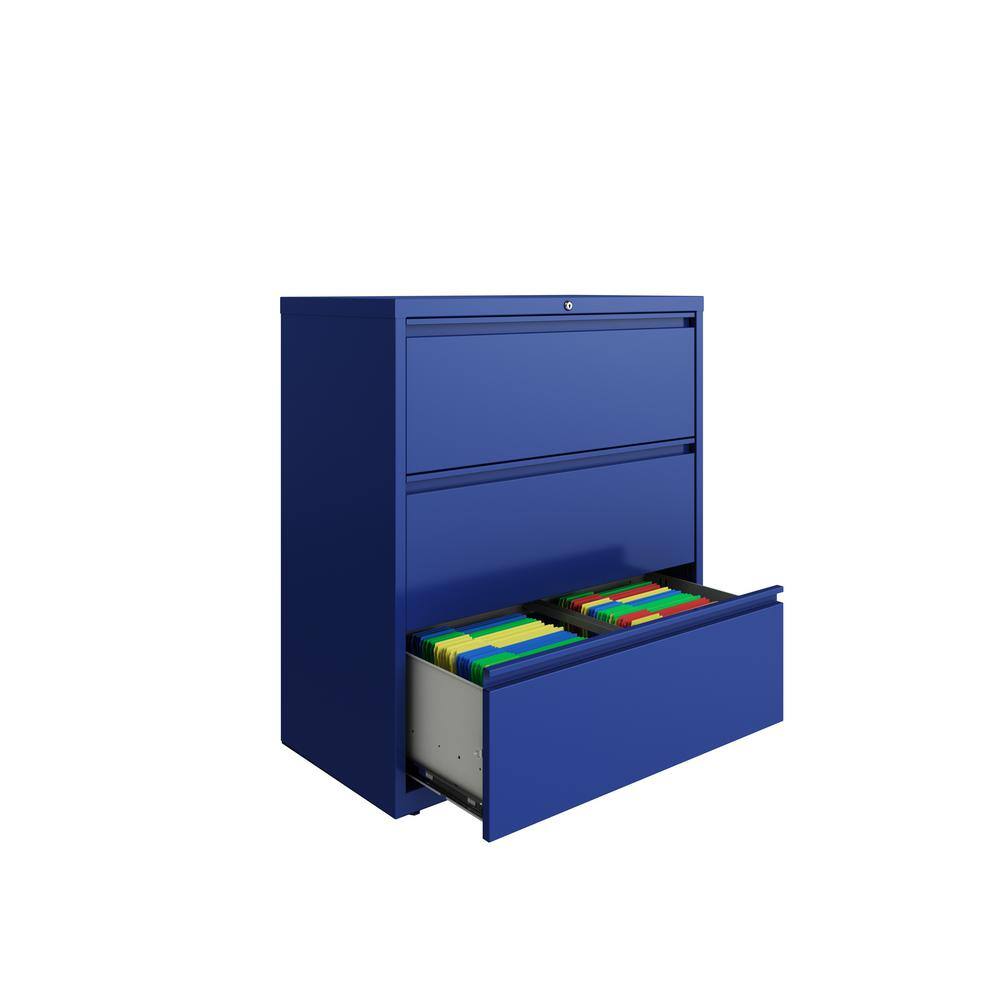 Screaming Green 36" Steel 3-Drawer Lockable Lateral Filing Cabinet