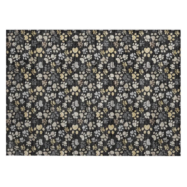 Chantille Machine Washable Indoor/Outdoor Abstract ACN3061 Black 3 ft. x 4 ft. Area Rug