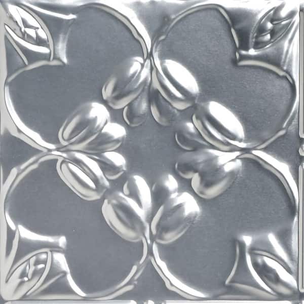 FROM PLAIN TO BEAUTIFUL IN HOURS Take Home Sample - Lilac Lacquered Steel 1 ft. x 1 ft. Decorative Tin Style Lay-in Ceiling Tile (1 sq. ft./case)