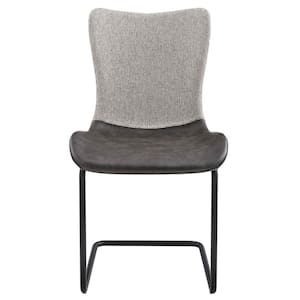 Amelia Dark Gray Faux Leather Cushioned Parsons Chair (Set of 2)