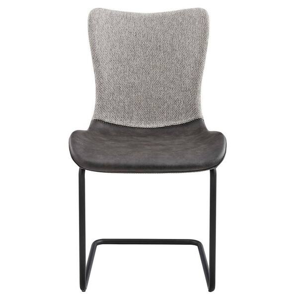 HomeRoots Amelia Dark Gray Faux Leather Cushioned Parsons Chair (Set of