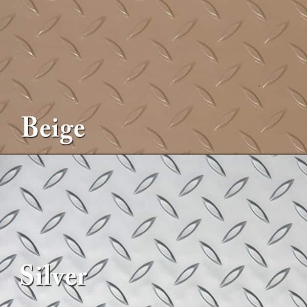 Rubber-Cal Diamond-Plate Metallic 4 ft. x 25 ft. Silver PVC Flooring (100 sq. ft.) Rubber-Cal Diamond-Plate Metallic 4 ft. x 25 ft. Silver PVC Flooring (100 sq. ft.)