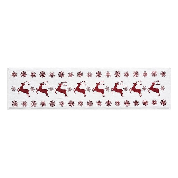 Scandia 12 in. W x 36 in. L Red White Snowflake Seasonal Cotton Polyester Table Runner