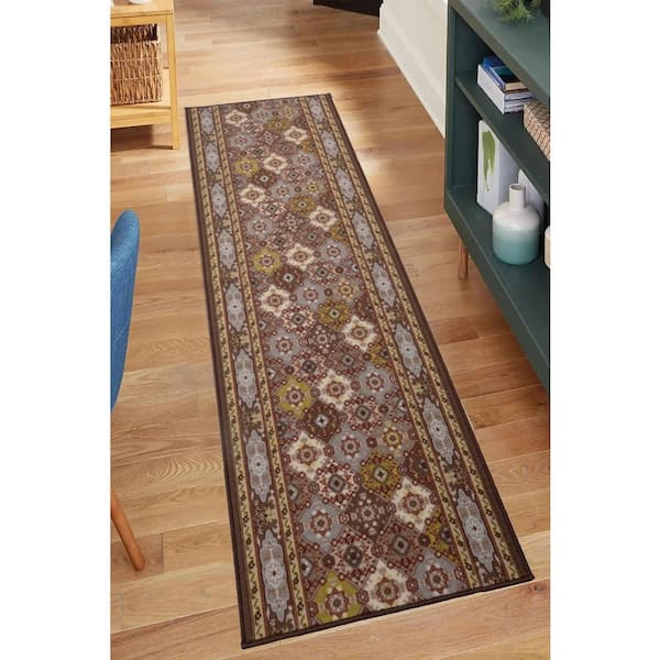 Bakhtiari Design Cut to Size Taupe Color 31.5" Width x Your Choice Length Custom Size Slip Resistant Runner Rug