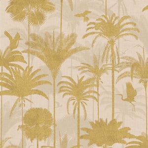 Gold Royal Palm Vinyl Peel and Stick Removable Wallpaper Sample