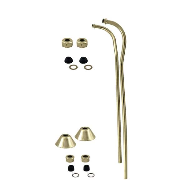 Westbrass 1/2 in. x 21-1/2 in. Double Offset Bath Supply Lines for Clawfoot or Freestanding Bathtubs, Polished Brass