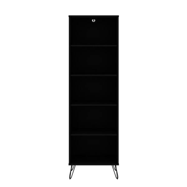 Manhattan Comfort Rockefeller 69.29 in. Black 5-Shelf Bookcase 2.0