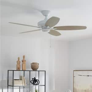 Renew ENERGY STAR 52 in. Indoor Matte White Dual Mount Ceiling Fan with Pull Chain for Bedrooms or Living Rooms