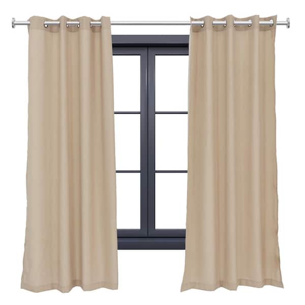 Sunnydaze Decor 2 Indoor/Outdoor Curtain Panels with Grommet Top - 52 x 84 in (1.32 x 2.13 m) - Beige