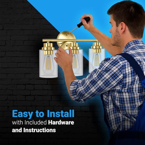 6 in. 3-Light Gold Vanity Light Indoor Wall Sconce (2-Pack) Lighting