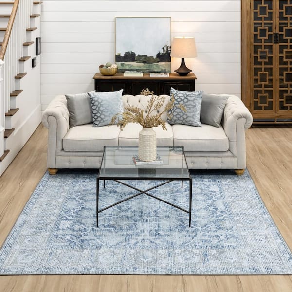 Paloma Blue 7 ft. 10 in. x 7 ft. 10 in. Ornamental Indoor Square Area Rug